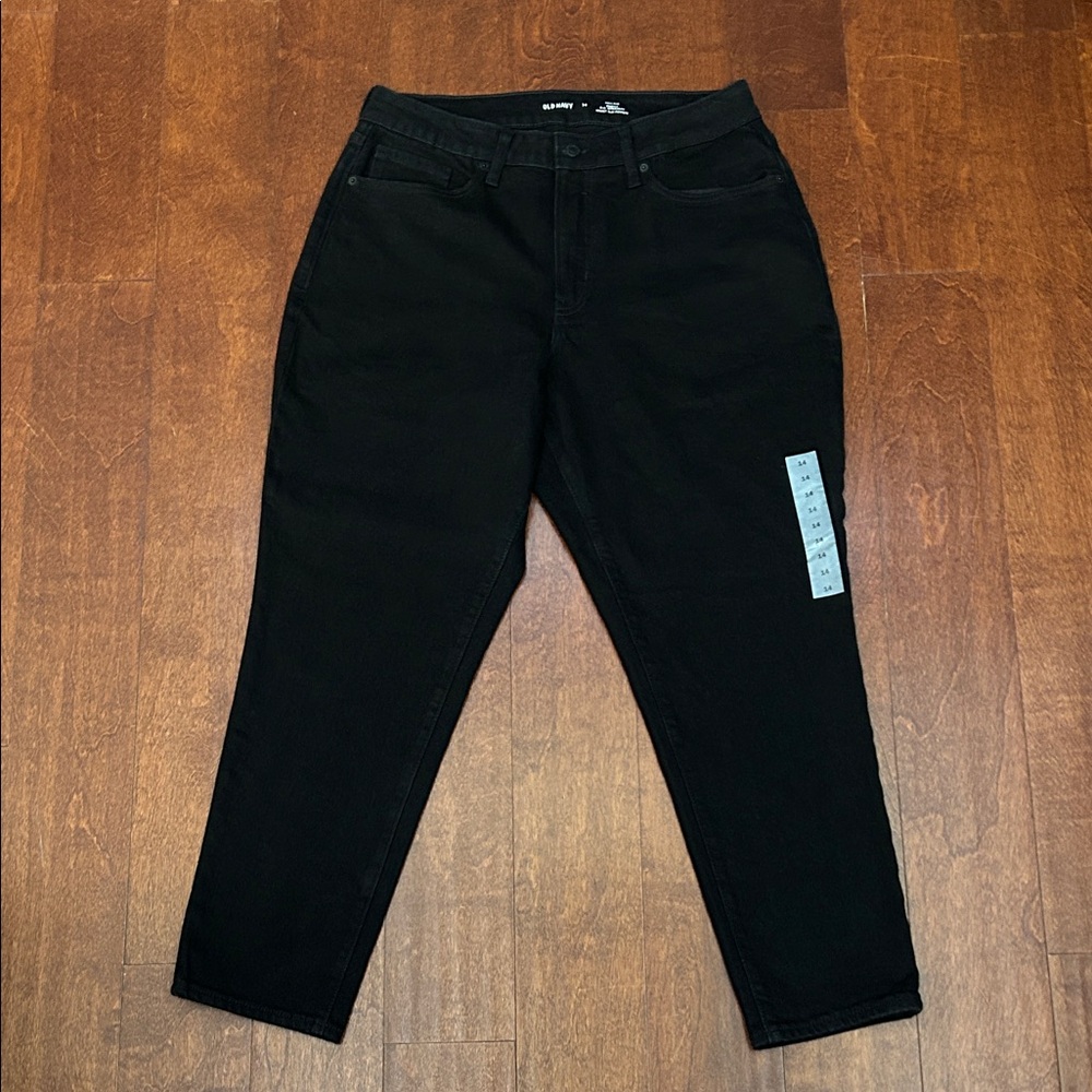Old Navy Black High Rise Curvy O.G. Straight with Secret Slim Pockets, Size 14
